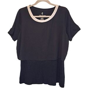 Juicy Couture Layered Look Faux Cropped Blouse With Glittery Collar Size Large